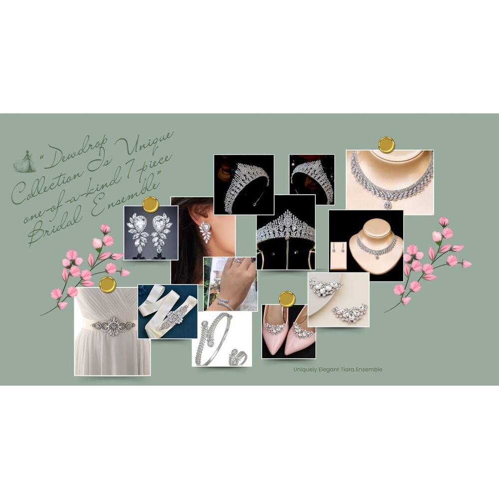 "Dewdrop Collection A Unique one-of-a-kind 7-piece Bridal Tiara Ensemble
